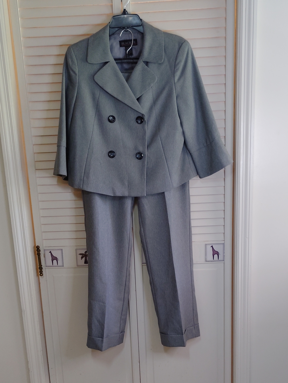 Black Label Gray Double-Breasted Cape Blazer with Matching Trousers